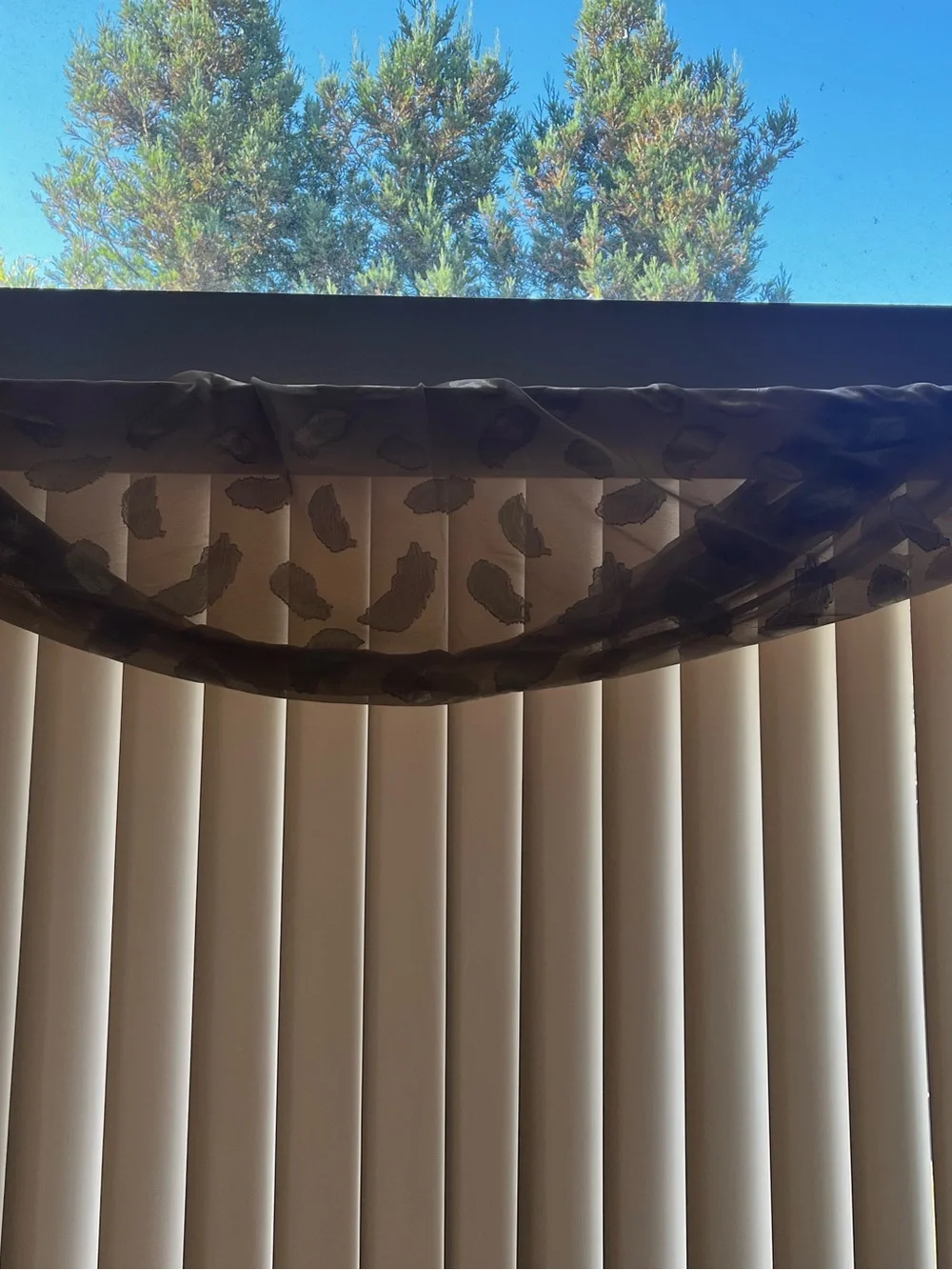 Sheer Window Curtain Panel in Light Gold Tan Scarf Style